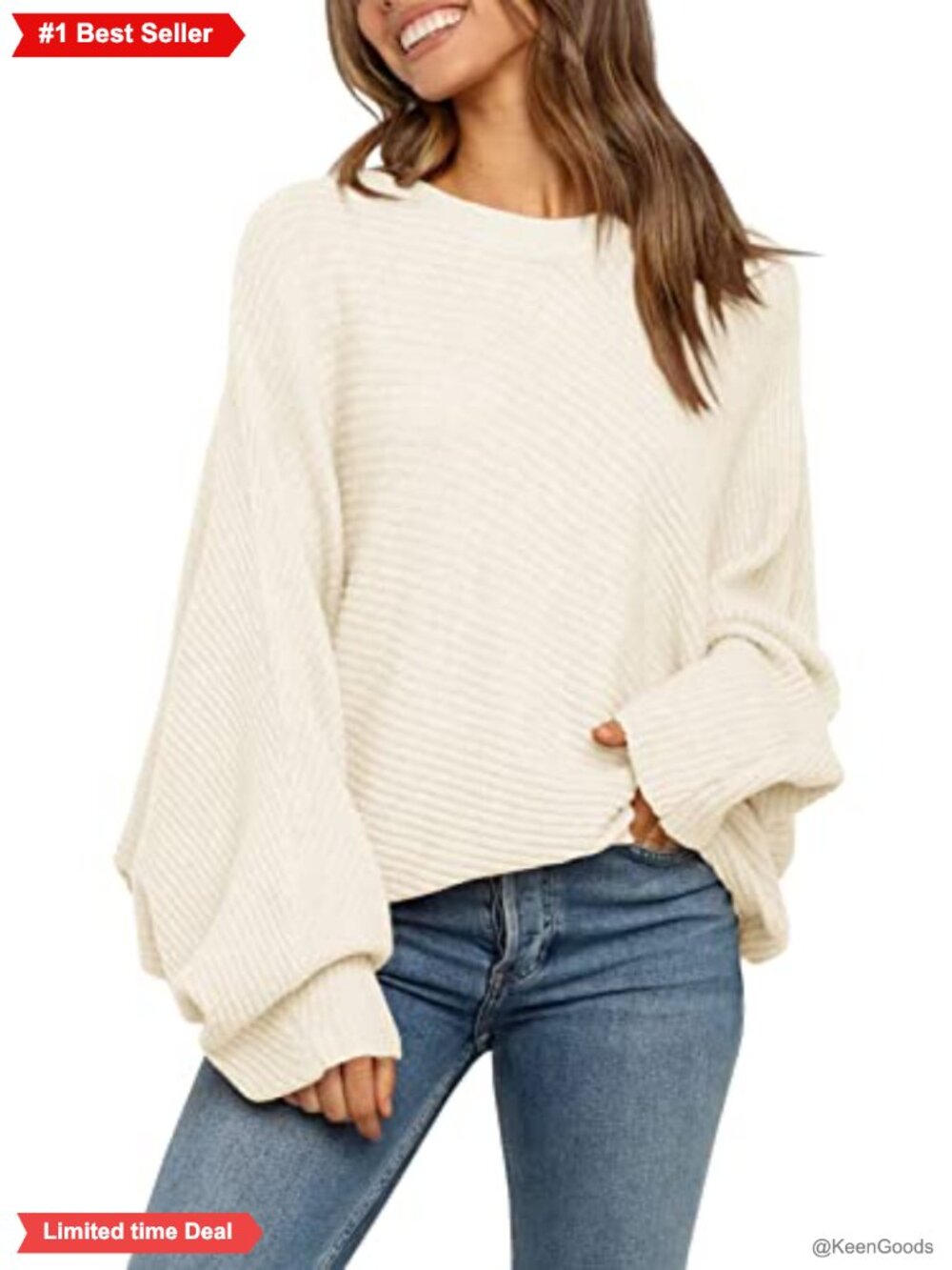 Oversized Slouchy Knit Pullover Sweater Crew Neck Drop Shoulder